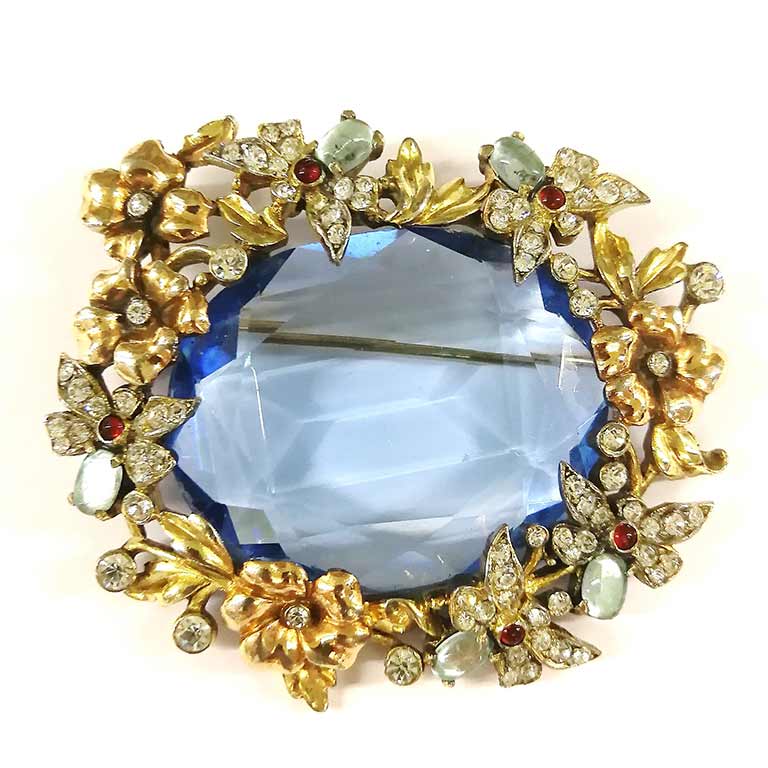 Trifari blue 'pool of light' brooch, 1950s